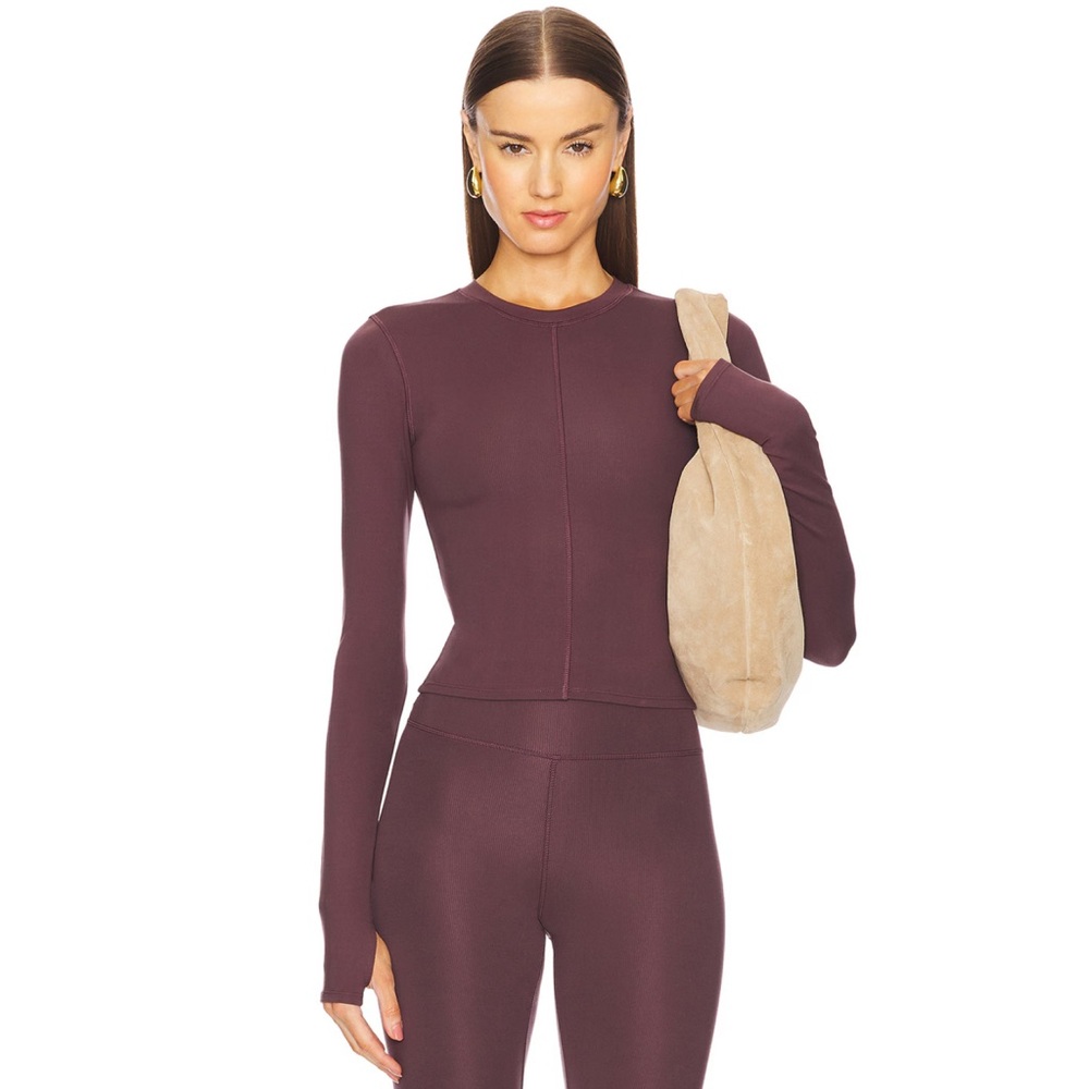 NEW WellBeing + BeingWell Bruna Long Sleeve Top in Raisin Burgundy XS